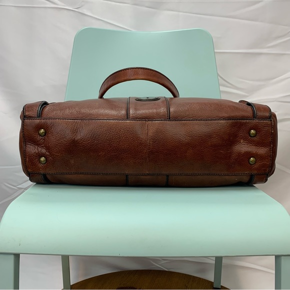Fossil Brown Leather Large XL Weekender Laptop Briefcase Maddox Satchel Bag - Picture 9 of 13